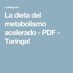 La dieta del metabolismo acelerado pdf descarga