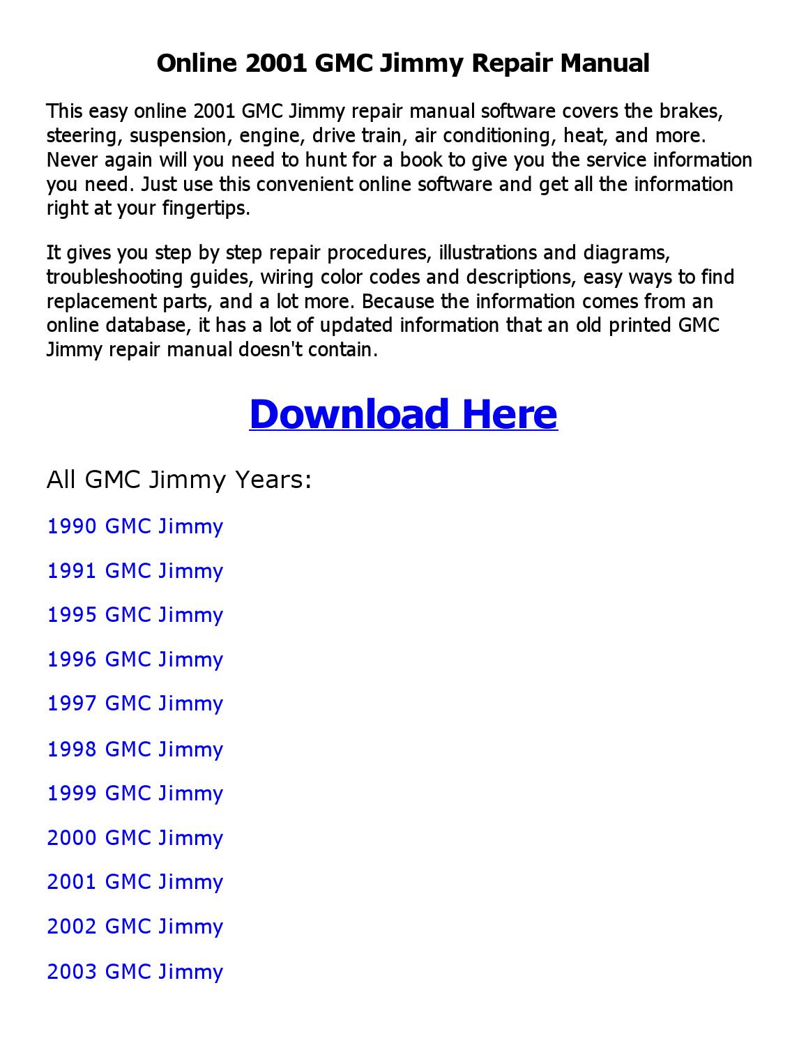 2000 gmc jimmy repair manual