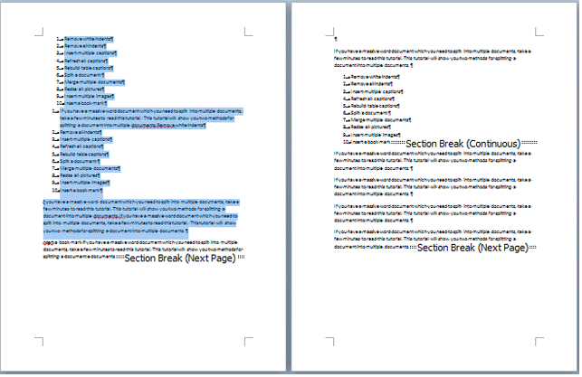 Microsoft word how to remove a section break