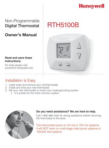 Honeywell deluxe digital non programmable thermostat manual