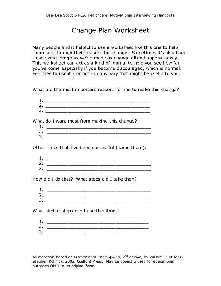 Stages of change worksheet for clients pdf