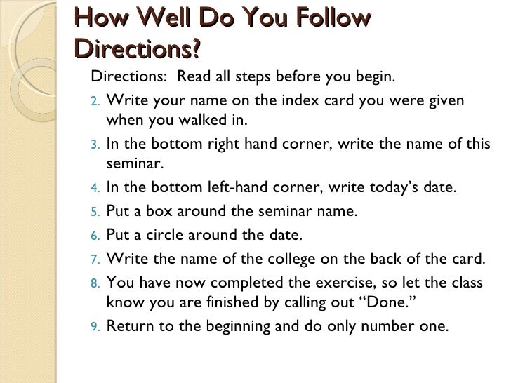 can you follow the instructions read all