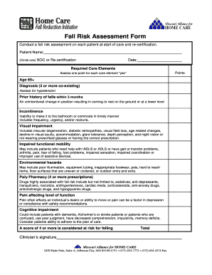 Home falls risk assessment tool pdf