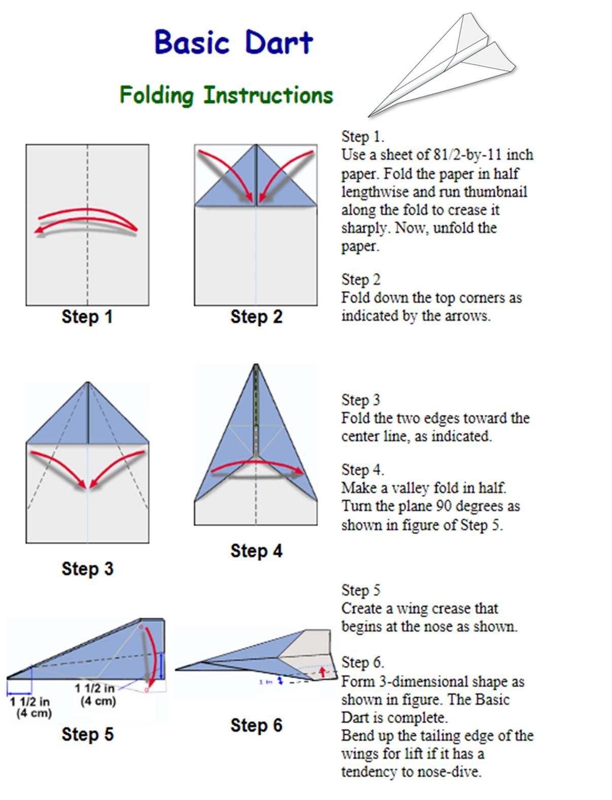 instructions on how to make a paper aeroplane