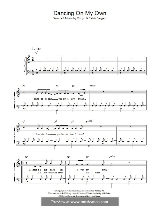 Dancing on my own sheet music pdf