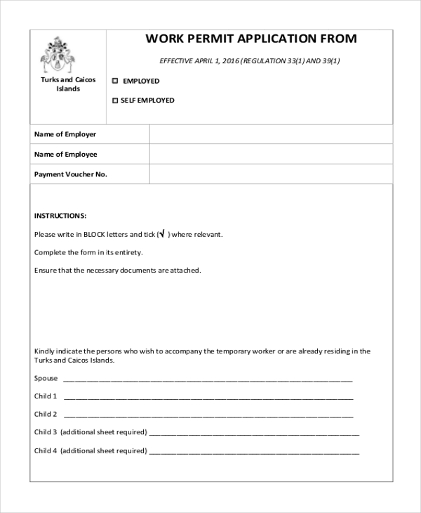 Download work permit application form
